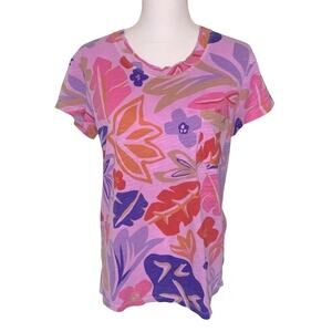 Fresh Produce Boho Floral Short Sleeve Womens Tshirt  Medium 100% Cotton